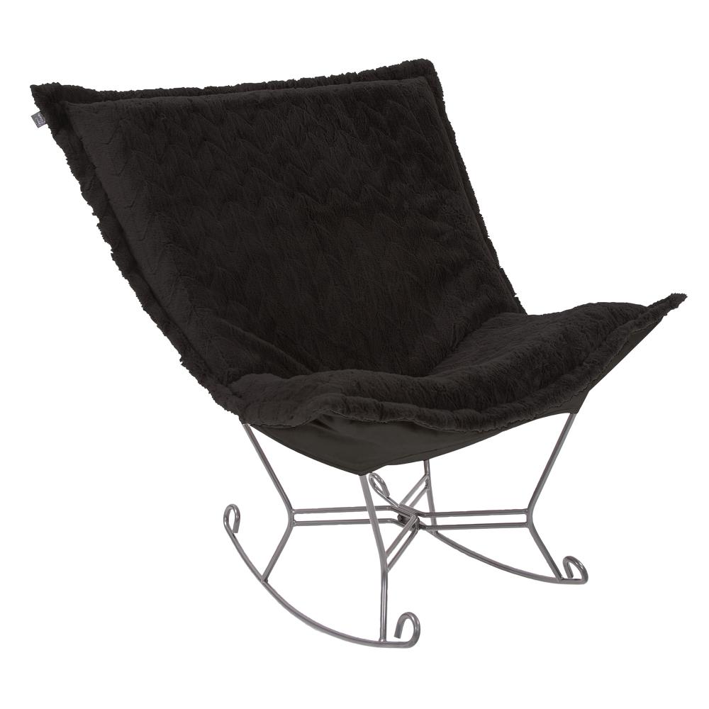 Scroll Puff Rocker Angora Ebony