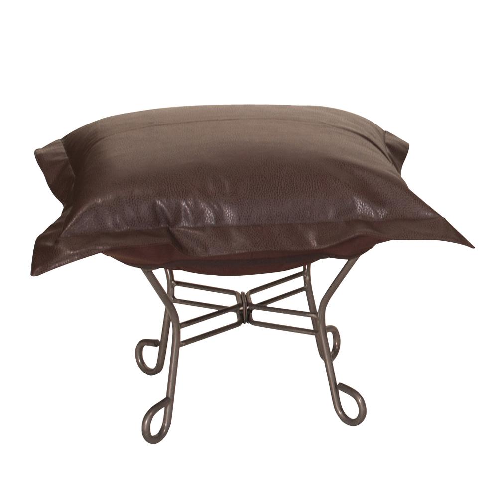 Scroll Puff Ottoman Avanti Pecan Titanium Frame