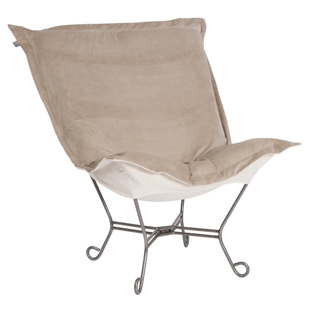 Scroll Puff Chair Bella Sand Titanium Frame