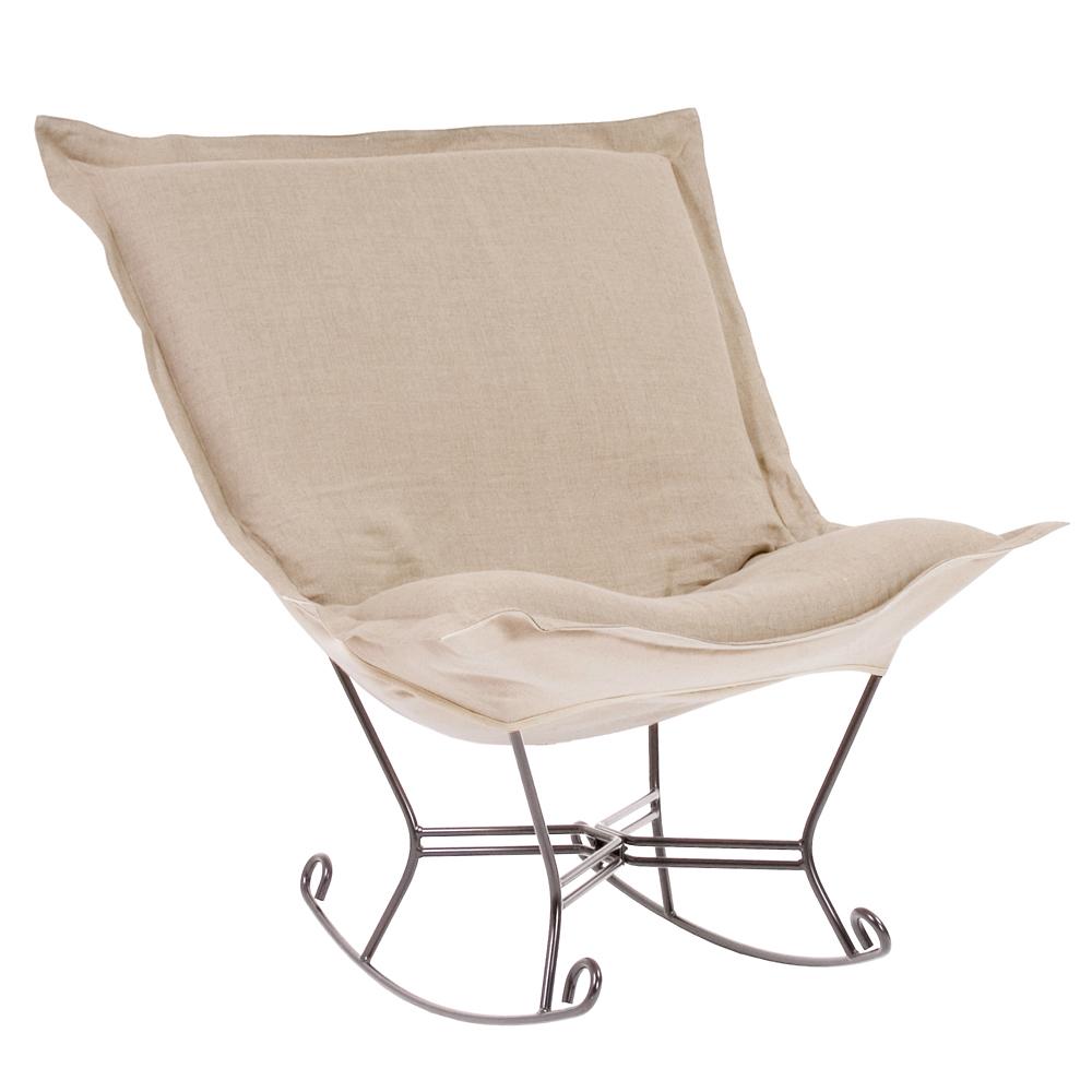 Scroll Puff Rocker Linen Slub Natural Titanium Frame