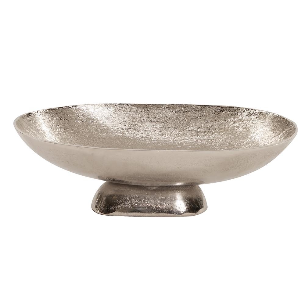 Textured Footed Bowl in Bright Silver, Large