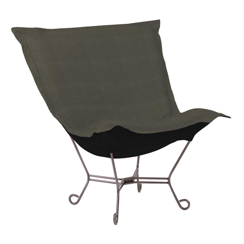 Scroll Puff Chair Sterling Charcoal Titanium Frame