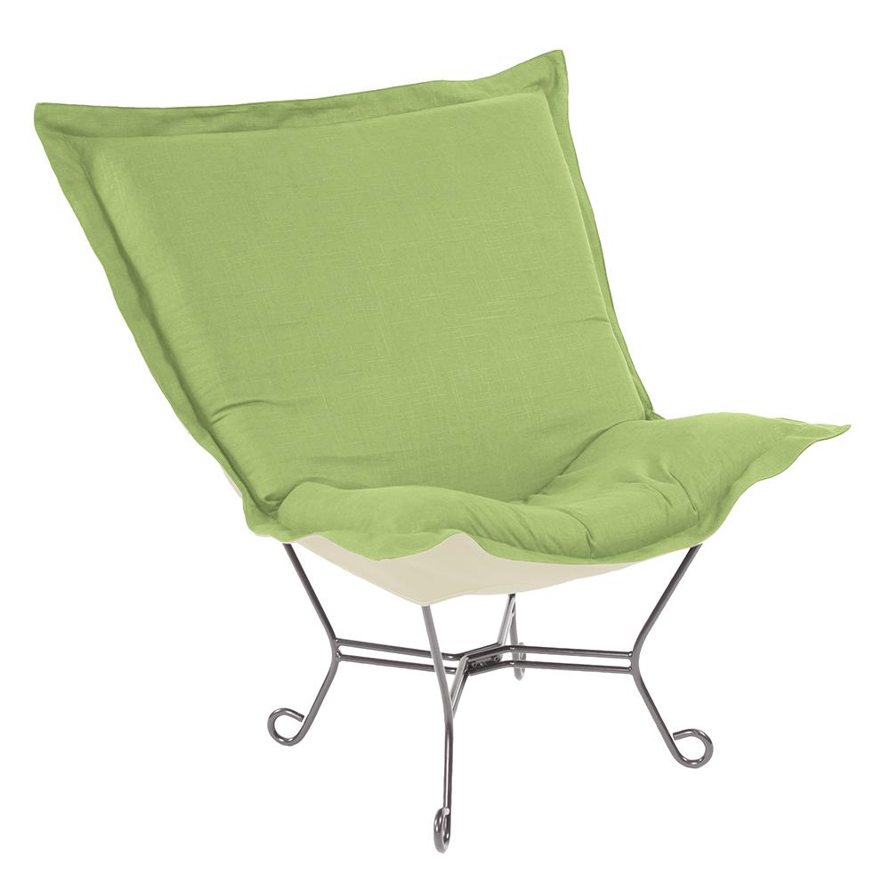 Scroll Puff Chair Linen Slub Grass Titanium Frame