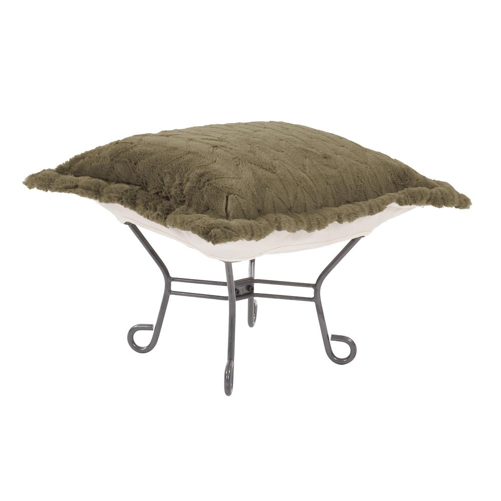 Scroll Puff Ottoman Angora Moss