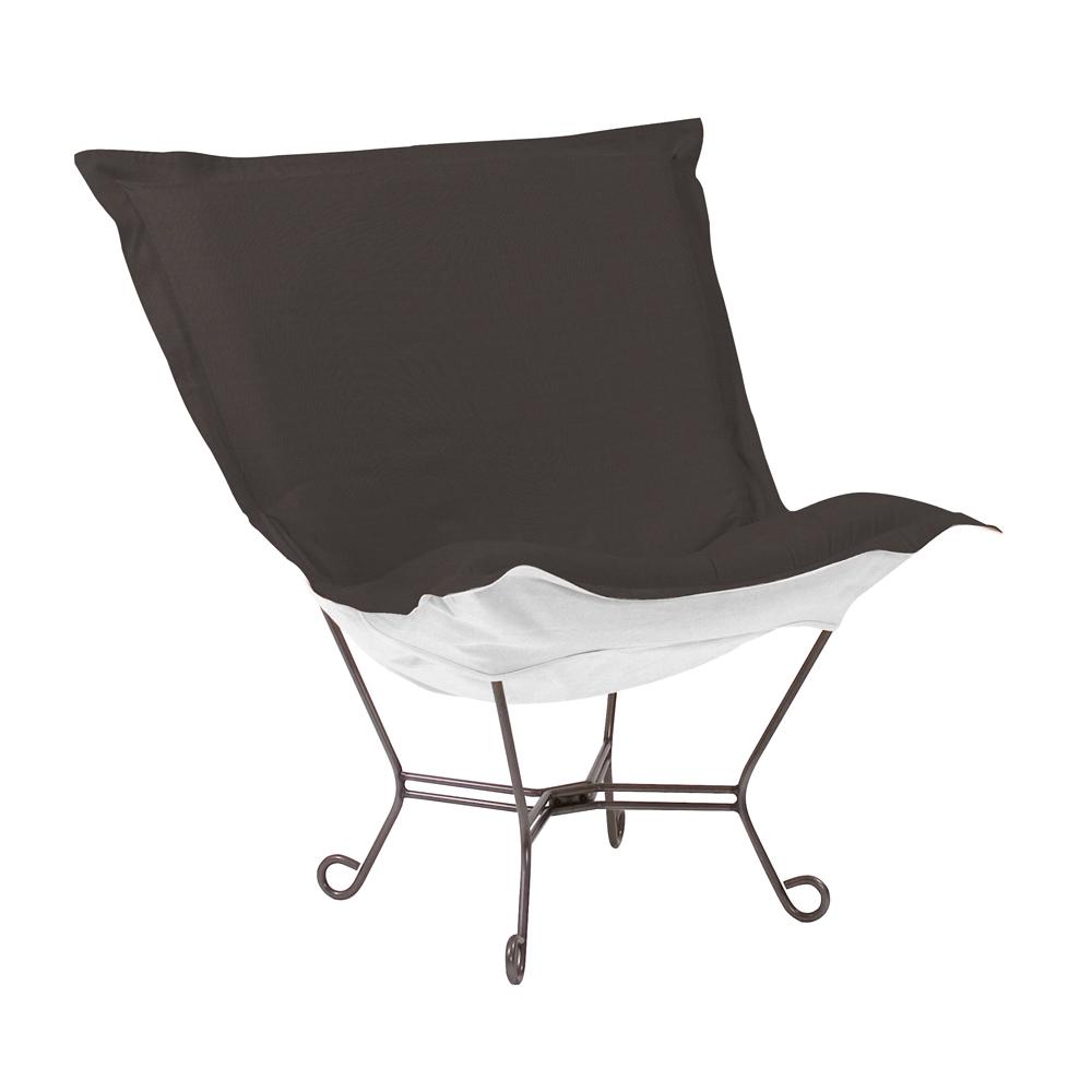 Scroll Puff Chair Seascape Charcoal Titanium Frame