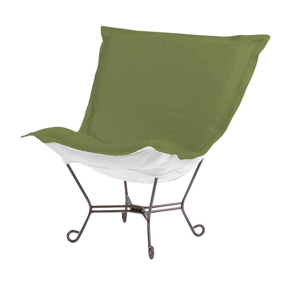 Scroll Puff Chair Seascape Moss Titanium Frame