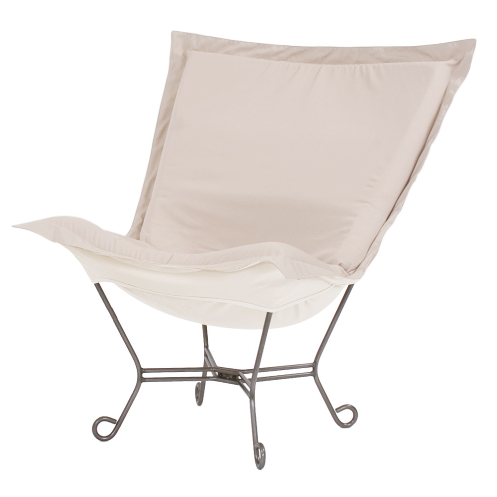 Scroll Puff Chair Seascape Sand Titanium Frame