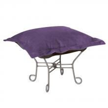 Howard Elliott 510-223 - Scroll Puff Ottoman Bella Eggplant Titanium Frame