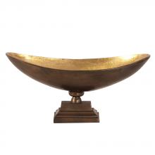 Howard Elliott 35017 - Oblong Bronze Footed Bowl with Gold Luster - Large