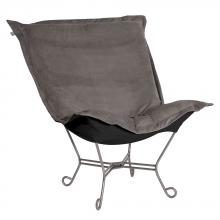 Howard Elliott 500-225 - Scroll Puff Chair Bella Pewter Titanium Frame