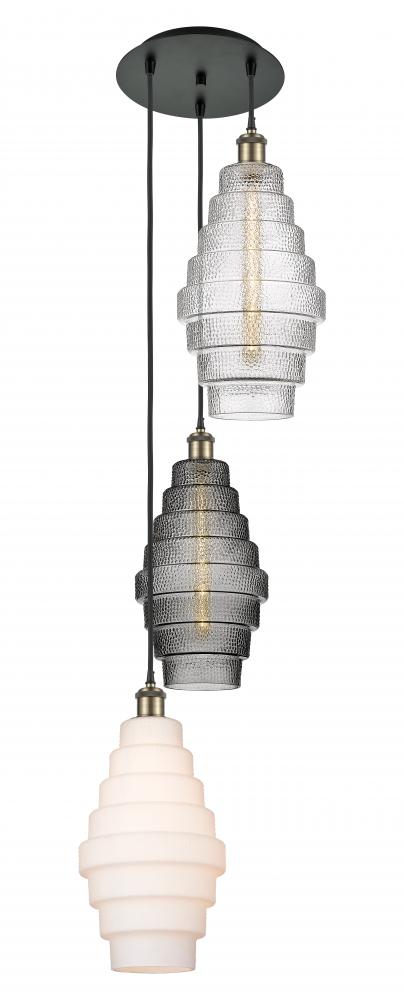 Cascade - 3 Light - 15 inch - Black Antique Brass - Cord hung - Multi Pendant