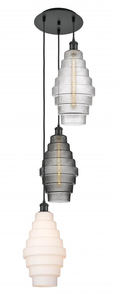 Cascade - 3 Light - 15 inch - Matte Black - Cord hung - Multi Pendant