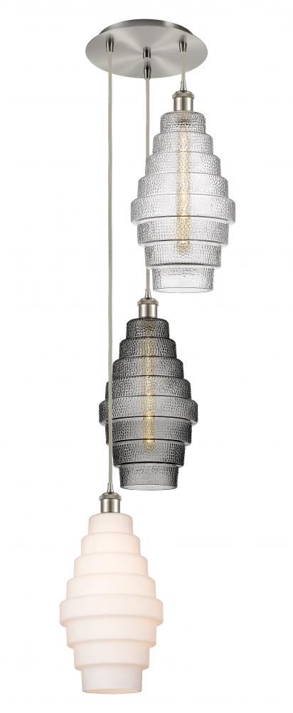 Cascade - 3 Light - 15 inch - Brushed Satin Nickel - Cord hung - Multi Pendant