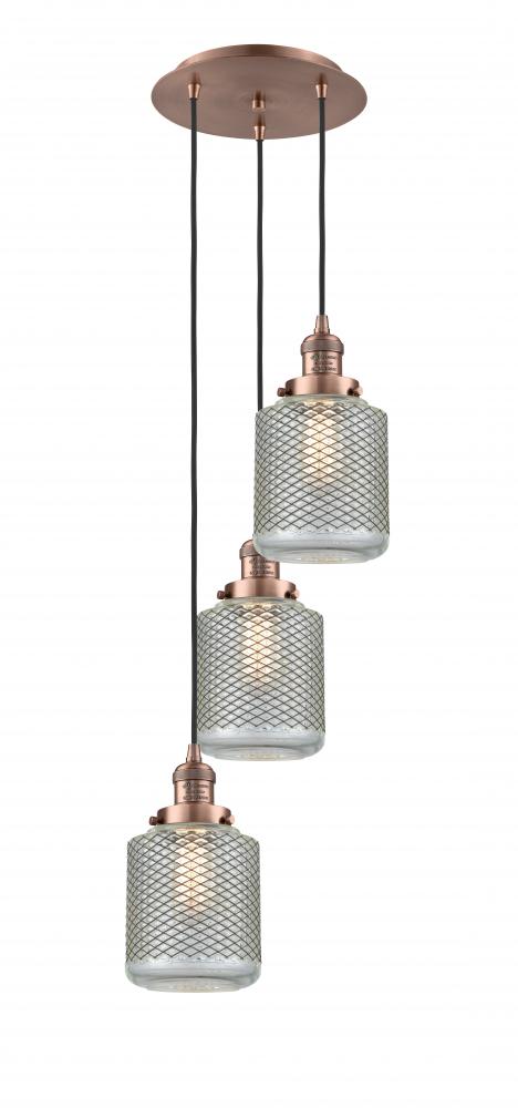 Stanton - 3 Light - 13 inch - Antique Copper - Cord hung - Multi Pendant