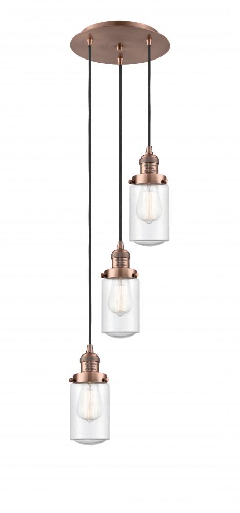 Dover - 3 Light - 11 inch - Antique Copper - Cord hung - Multi Pendant