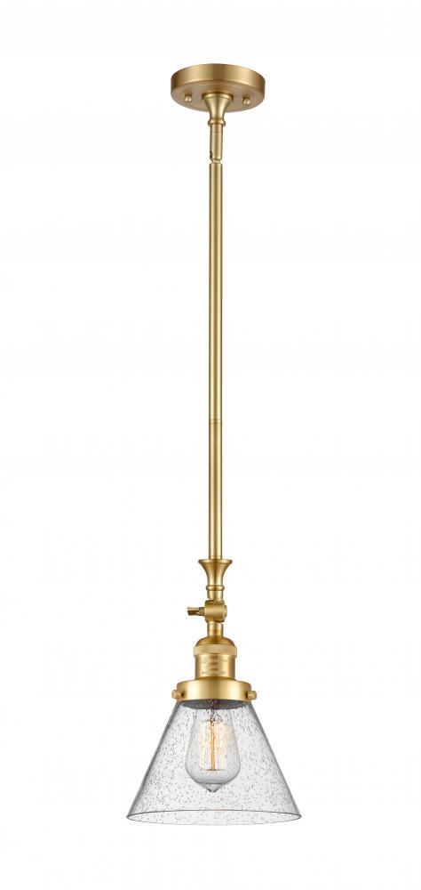 Cone - 1 Light - 8 inch - Satin Gold - Stem Hung - Mini Pendant