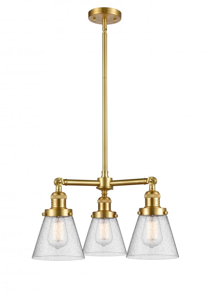 Cone - 3 Light - 19 inch - Satin Gold - Stem Hung - Chandelier