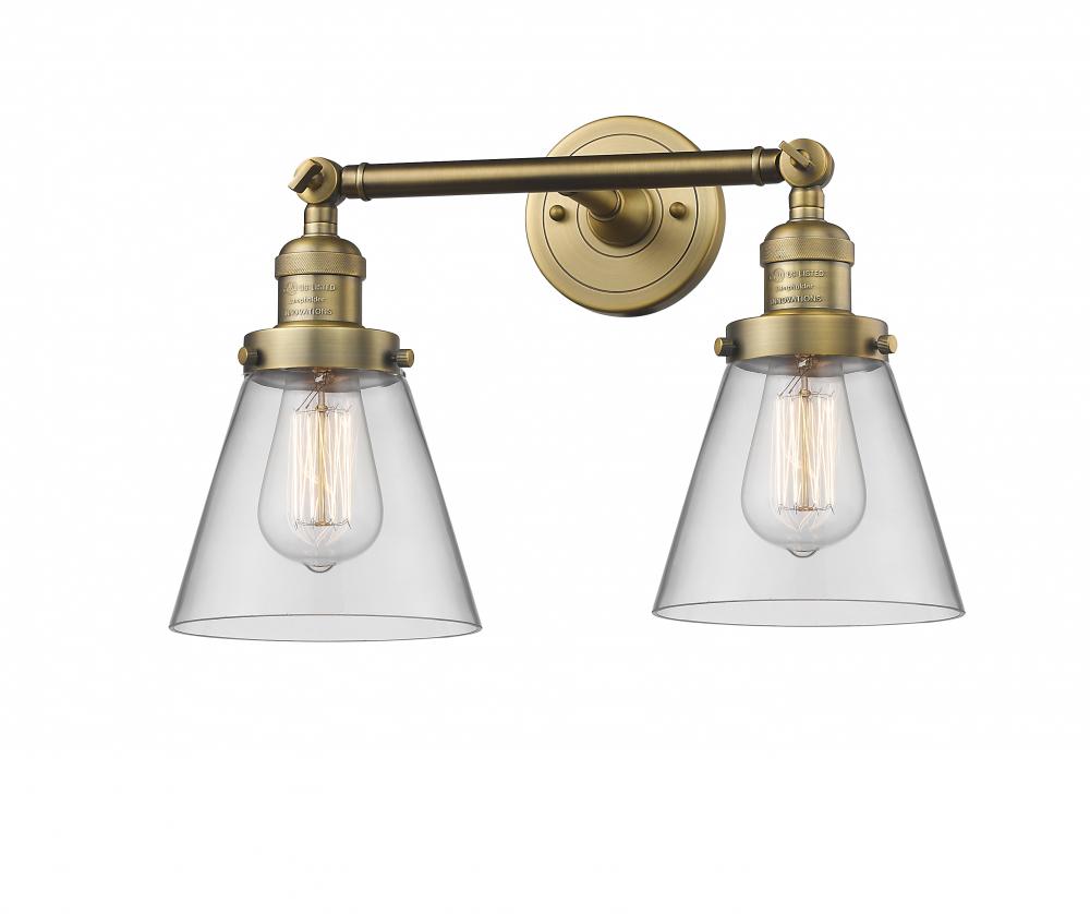 Cone - 2 Light - 16 inch - Brushed Brass - Bath Vanity Light