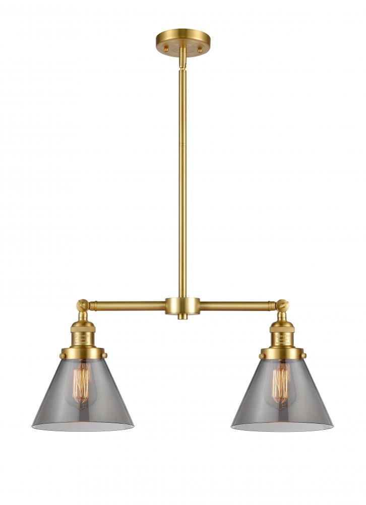 Cone - 2 Light - 21 inch - Satin Gold - Stem Hung - Island Light