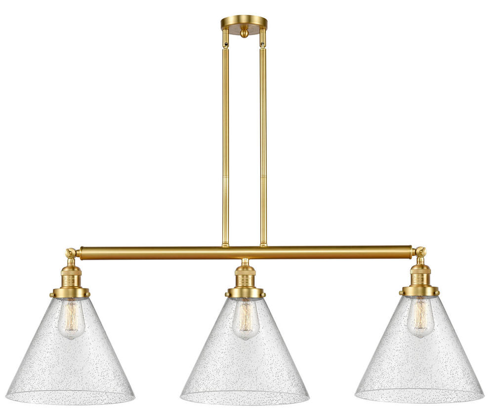 Cone - 3 Light - 44 inch - Satin Gold - Stem Hung - Island Light