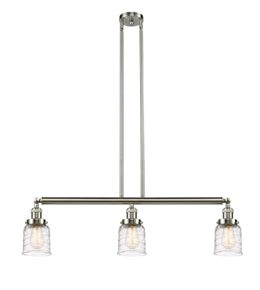 Bell - 3 Light - 38 inch - Brushed Satin Nickel - Stem Hung - Island Light