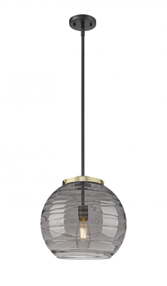 Athens Deco Swirl - 1 Light - 14 inch - Black Antique Brass - Stem Hung - Pendant