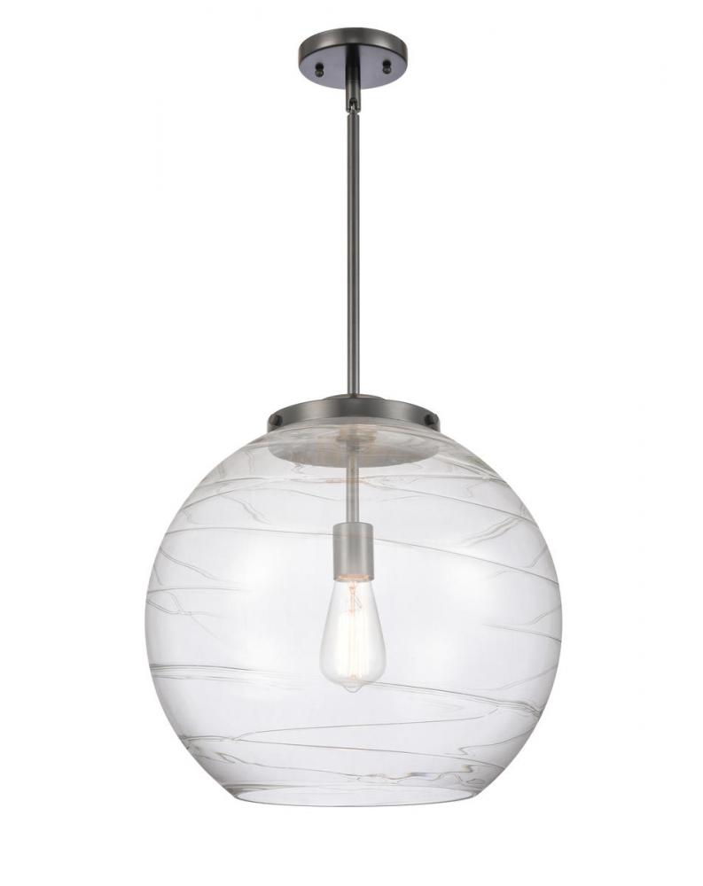 Athens Deco Swirl - 1 Light - 16 inch - Matte Black - Stem Hung - Pendant