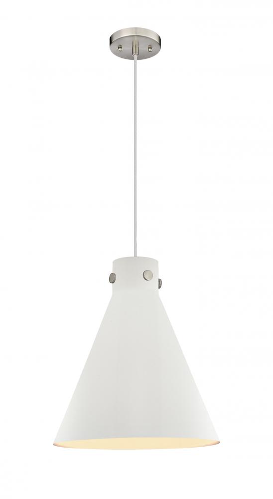 Newton Cone - 1 Light - 14 inch - Satin Nickel - Cord hung - Pendant