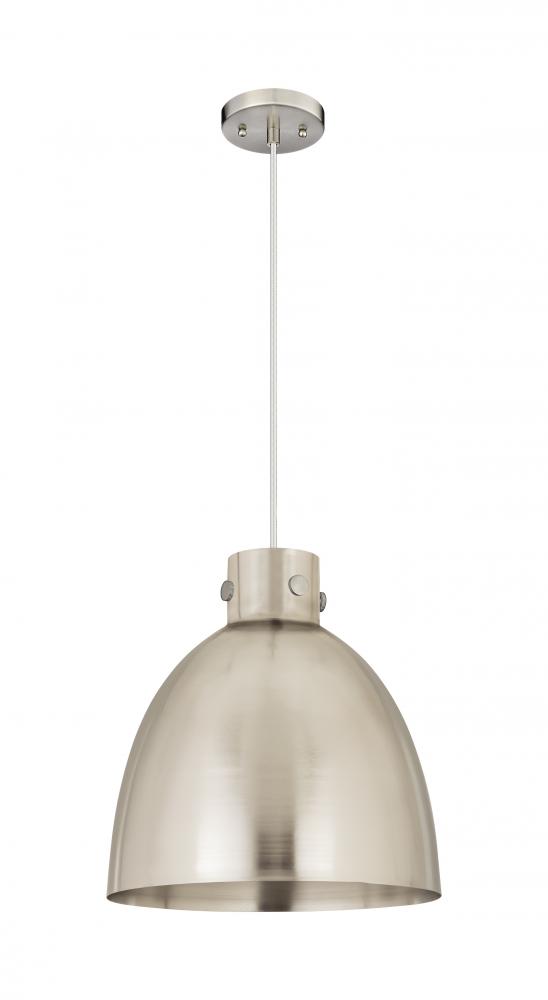 Newton Bell - 1 Light - 14 inch - Satin Nickel - Cord hung - Pendant