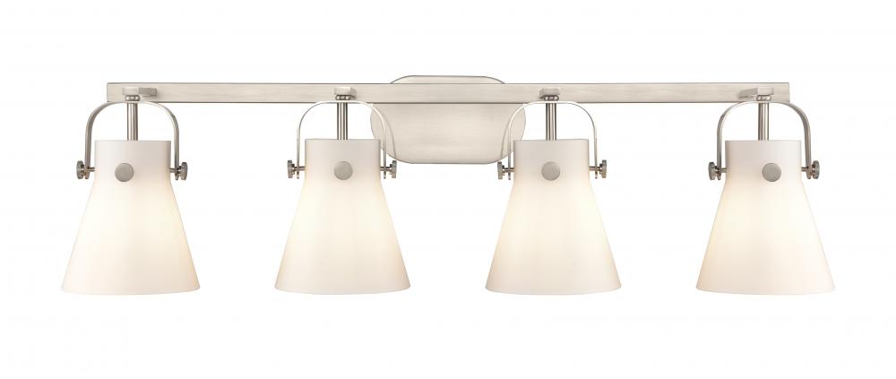 Pilaster II Cone - 4 Light - 37 inch - Satin Nickel - Bath Vanity Light