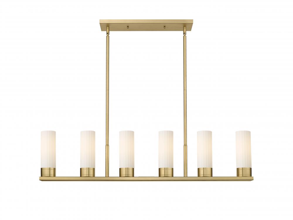 Empire - 6 Light - 44 inch - Brushed Brass - Linear Pendant