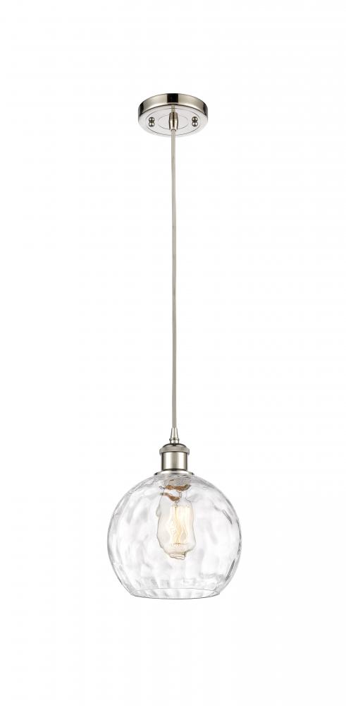 Athens Water Glass - 1 Light - 8 inch - Polished Nickel - Cord hung - Mini Pendant