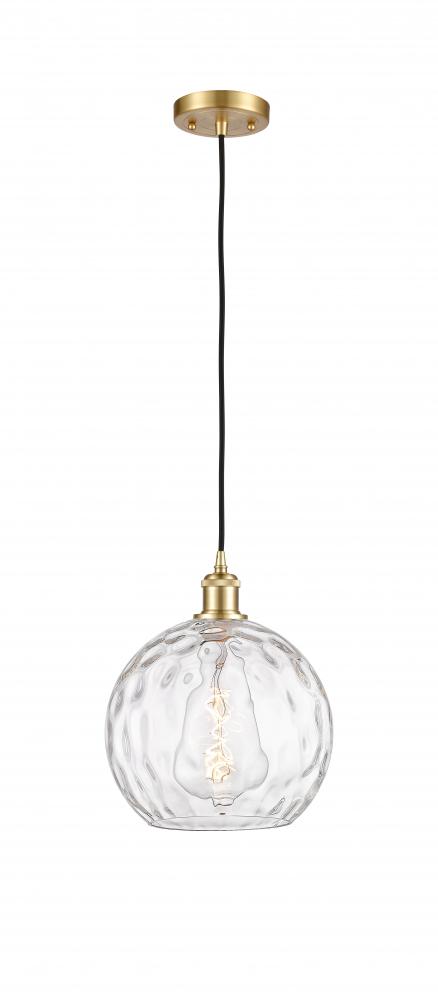 Athens Water Glass - 1 Light - 10 inch - Satin Gold - Cord hung - Mini Pendant