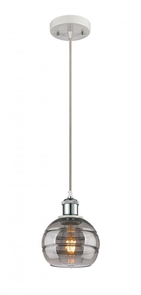 Rochester - 1 Light - 6 inch - White Polished Chrome - Cord hung - Mini Pendant