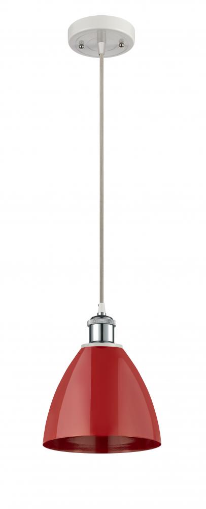 Plymouth - 1 Light - 8 inch - White Polished Chrome - Cord hung - Mini Pendant