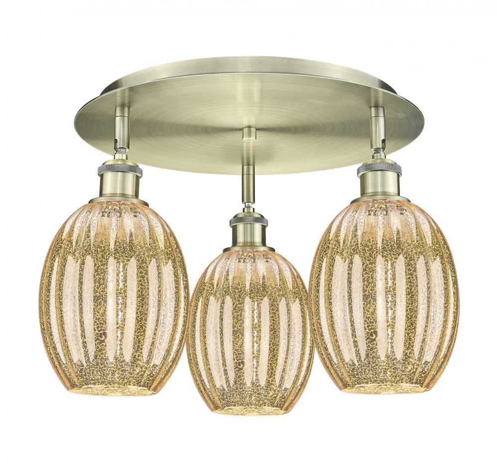 Preston Bulb - 3 Light - 18 inch - Antique Brass - Flush Mount