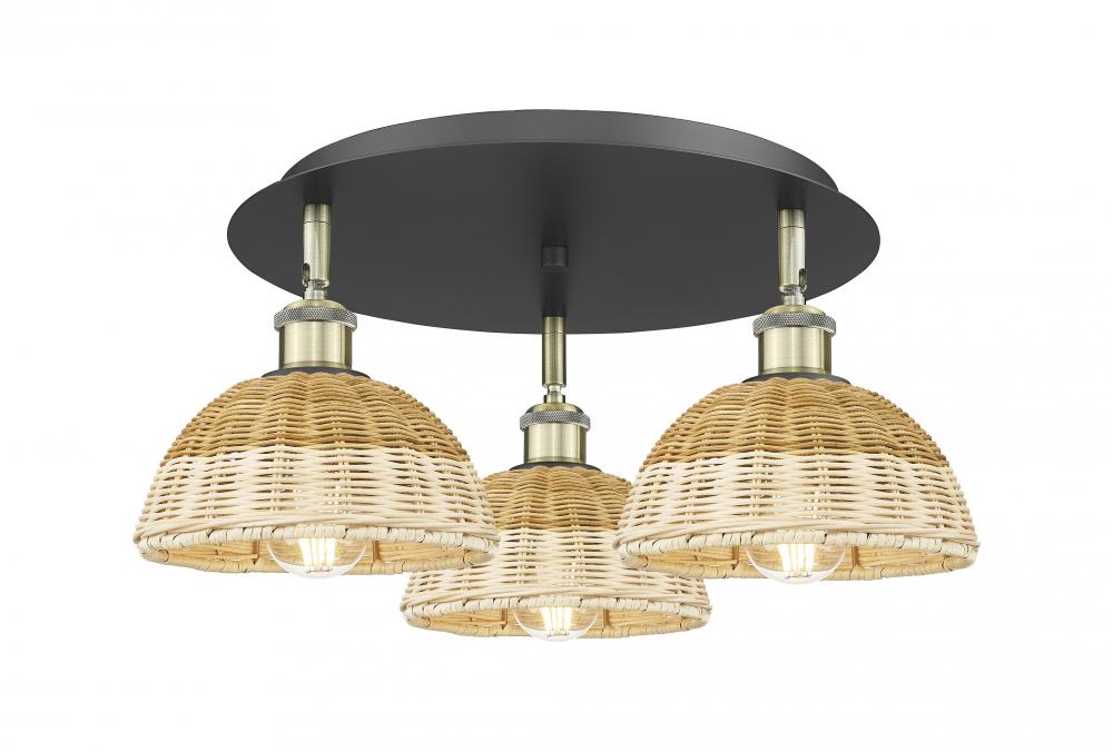 Bristol Natural II - 3 Light - 19 inch - Black Antique Brass - Flush Mount