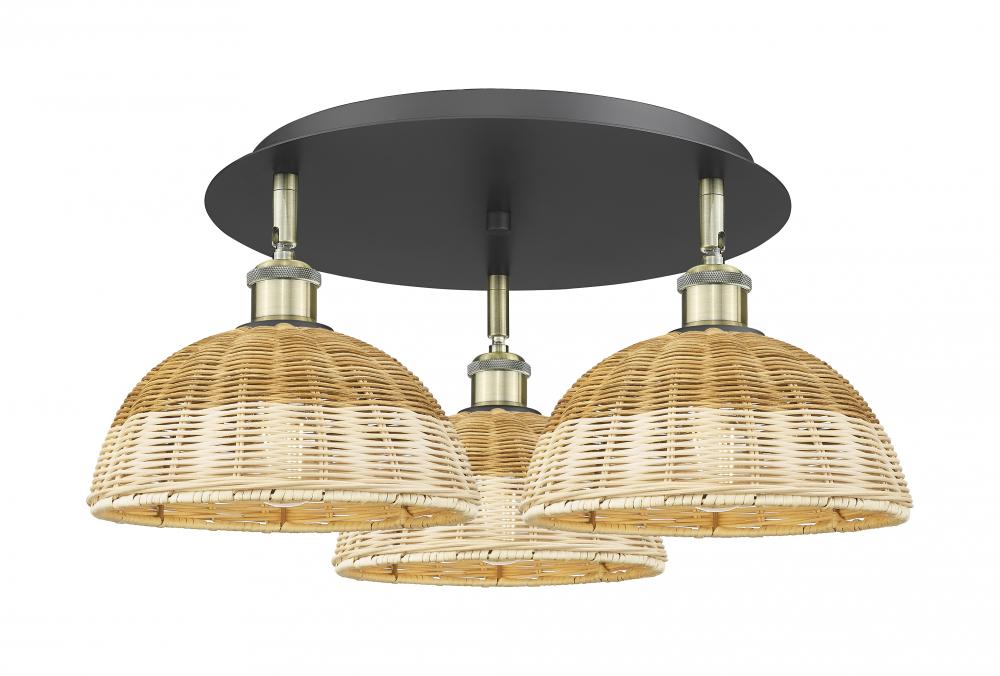 Bristol Natural II - 3 Light - 21 inch - Black Antique Brass - Flush Mount
