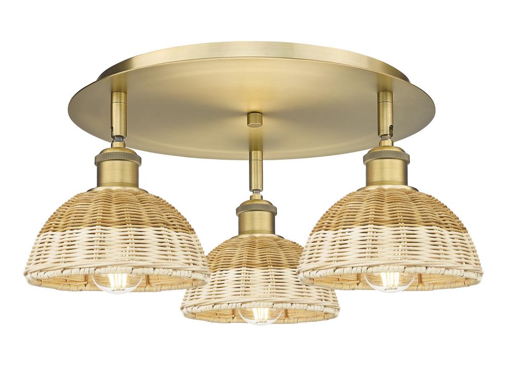 Bristol Natural II - 3 Light - 19 inch - Brushed Brass - Flush Mount