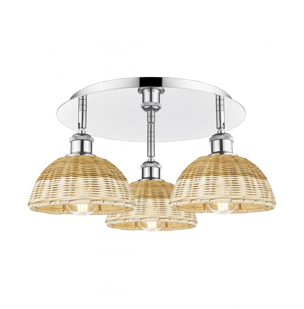 Bristol Natural II - 3 Light - 19 inch - Polished Chrome - Flush Mount