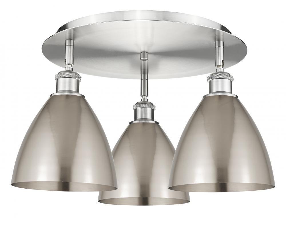 Bristol - 3 Light - 19 inch - Satin Nickel - Flush Mount