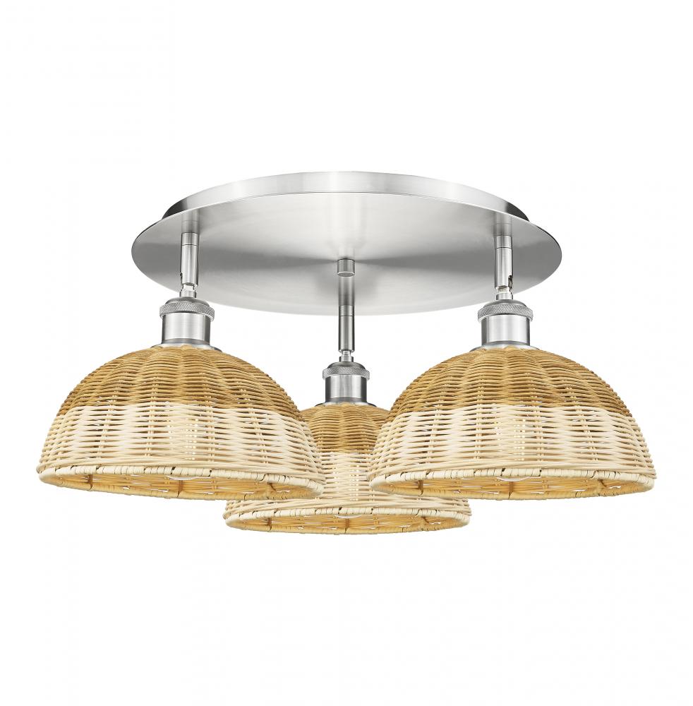 Bristol Natural II - 3 Light - 21 inch - Satin Nickel - Flush Mount