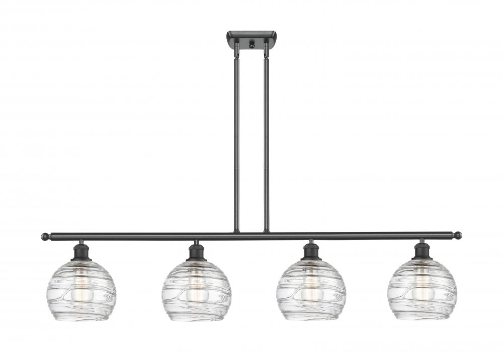 Athens Deco Swirl - 4 Light - 48 inch - Matte Black - Cord hung - Island Light