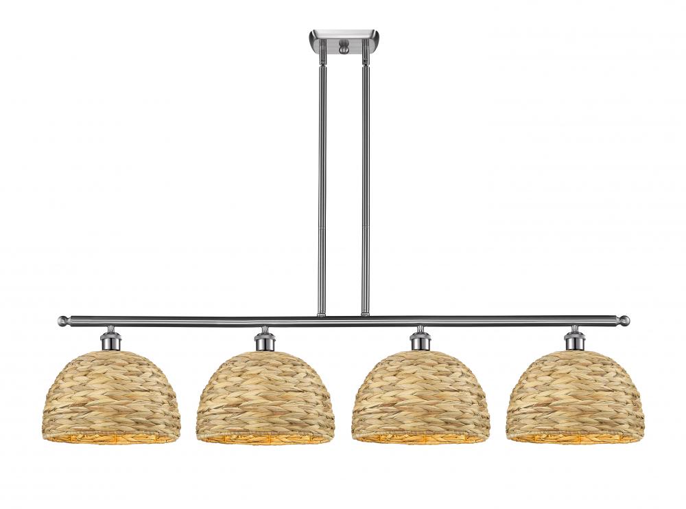 Woven Rattan - 4 Light - 50 inch - Satin Nickel - Multi Pendant