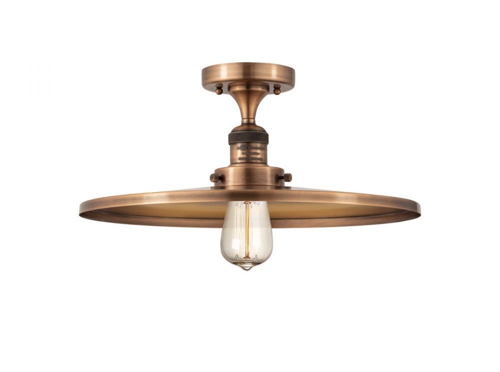 Railroad - 1 Light - 16 inch - Antique Copper - Semi-Flush Mount