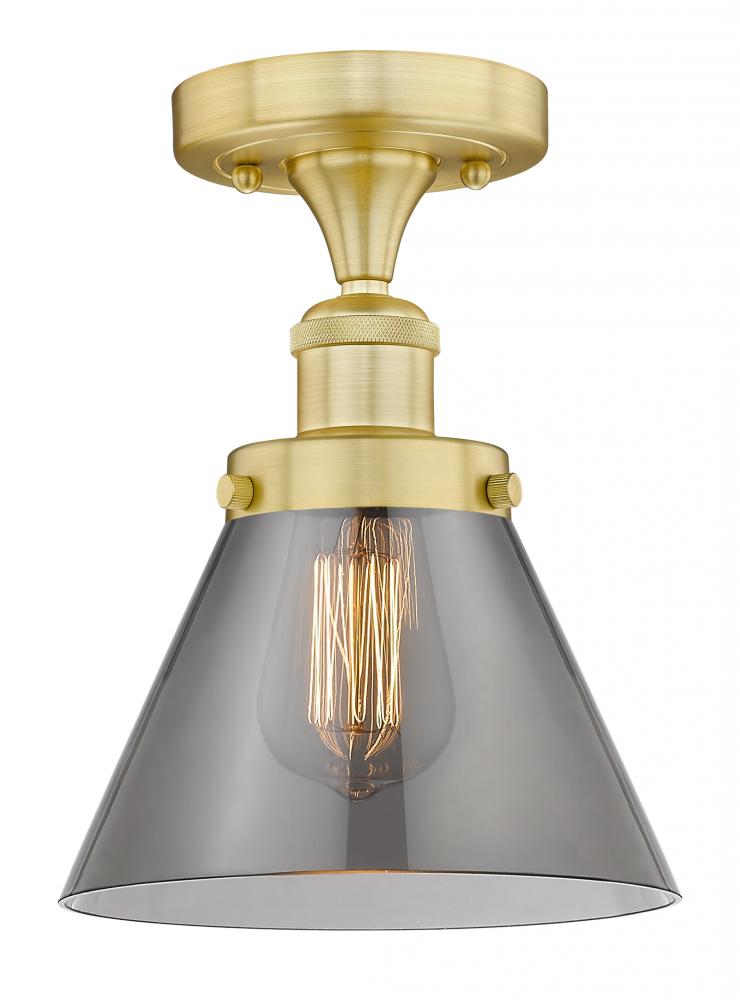 Cone - 1 Light - 8 inch - Satin Gold - Semi-Flush Mount