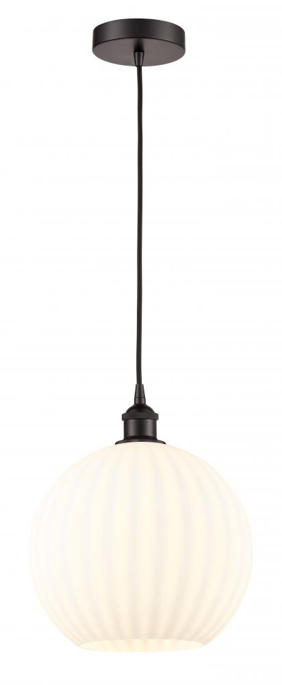 White Venetian - 1 Light - 12 inch - Oil Rubbed Bronze - Cord Hung - Mini Pendant