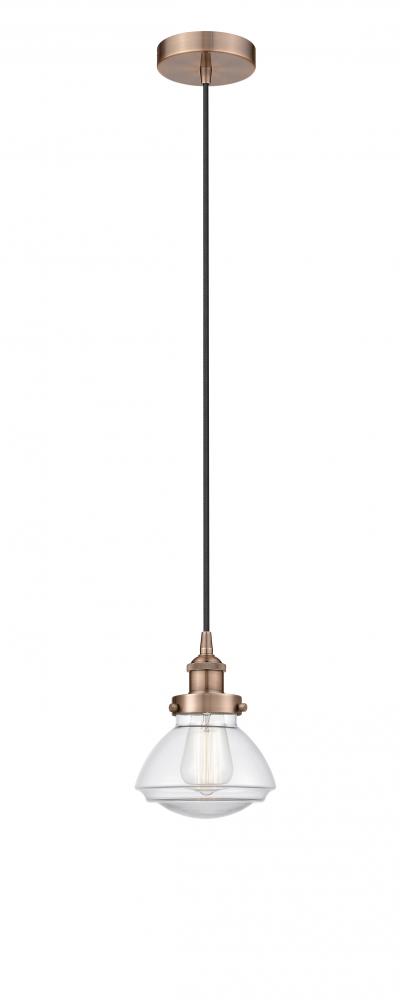 Olean - 1 Light - 7 inch - Antique Copper - Cord hung - Mini Pendant