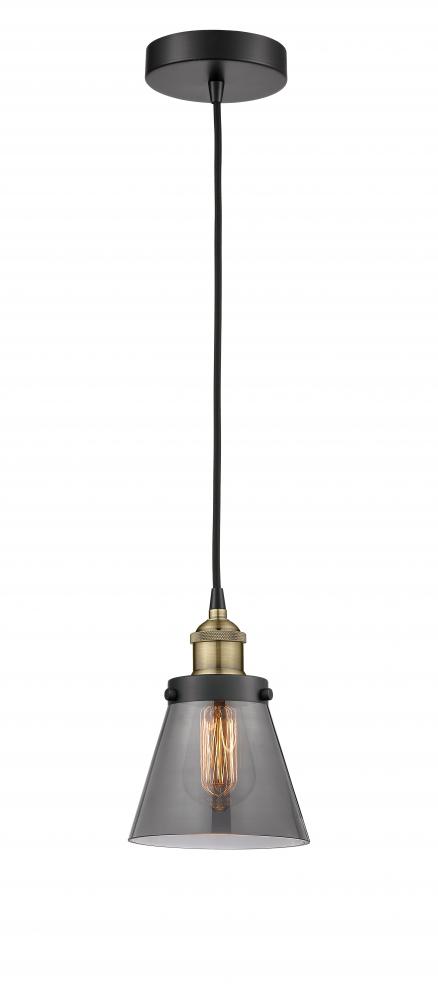 Cone - 1 Light - 6 inch - Black Antique Brass - Cord hung - Mini Pendant