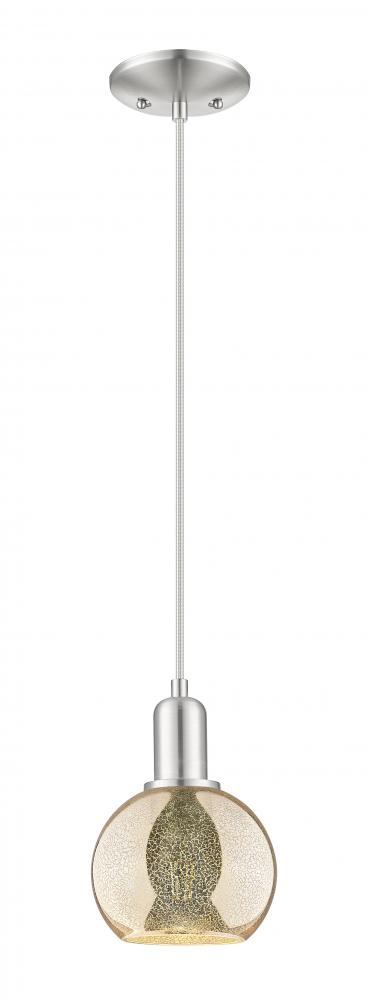 Athens - 1 Light - 6 inch - Brushed Satin Nickel - Cord hung - Mini Pendant